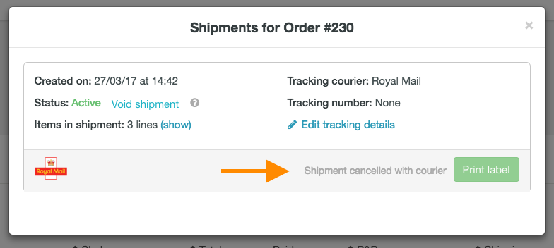 help how to cancel Royal Mail shipment 3